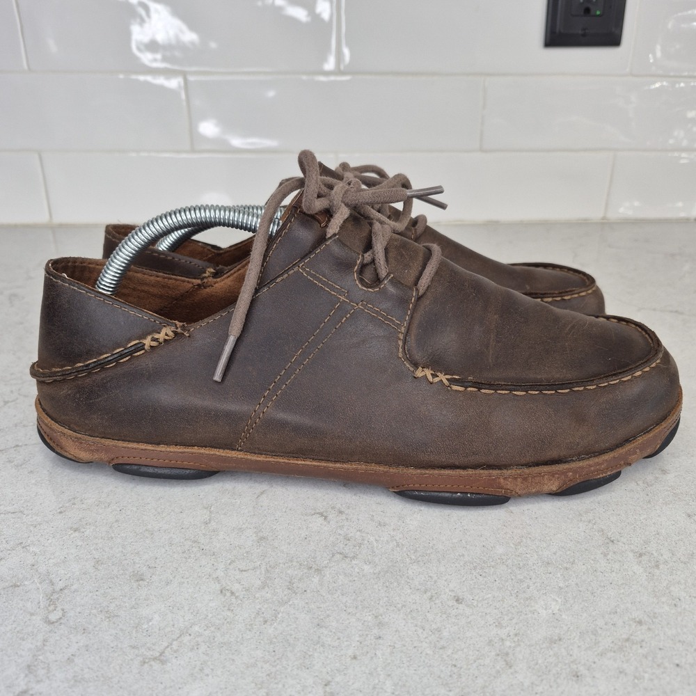 Olukai Shoes Ohana Lace Up Nubuck Men's Size 10.5‎ Slip On Brown - Picture 6 of 13